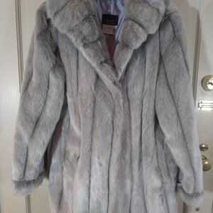 Dennis Basso Faux Silver Mink Coat LARGE NWOT
